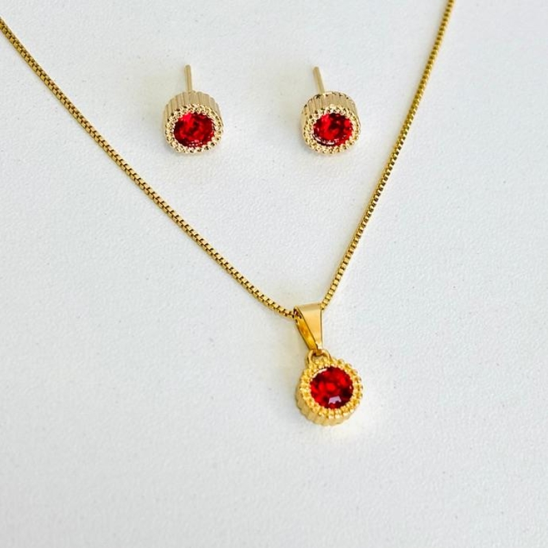 Conjunto zircônia Vermelho