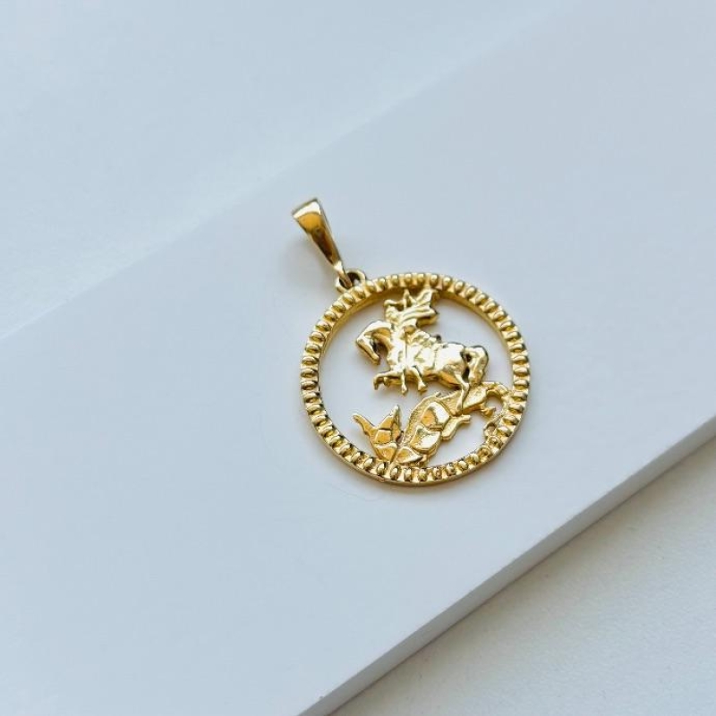 Pingente medalha vazada São Jorge