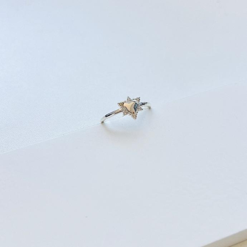Anel coração liso com zirconias