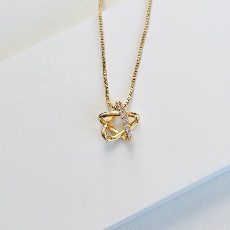 Colar estrela cadente com zirconias