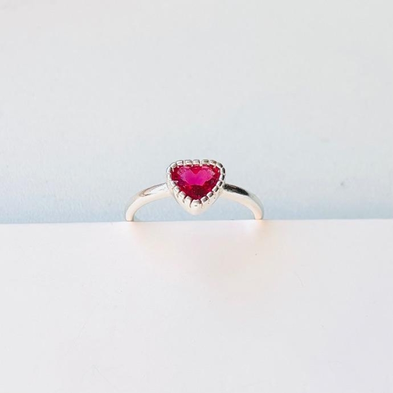 Anel lux coração zirconia rosa