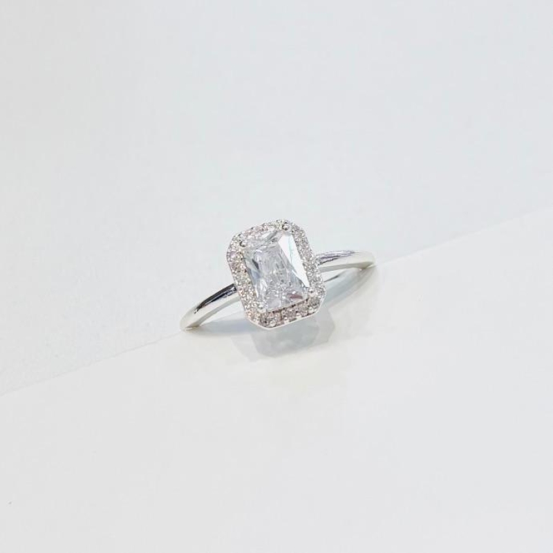 Anel quadrado luxo zirconia com cravejado