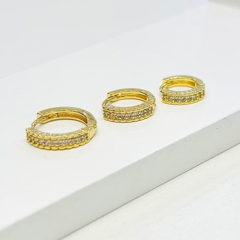 Trio argolinha lux cravejada