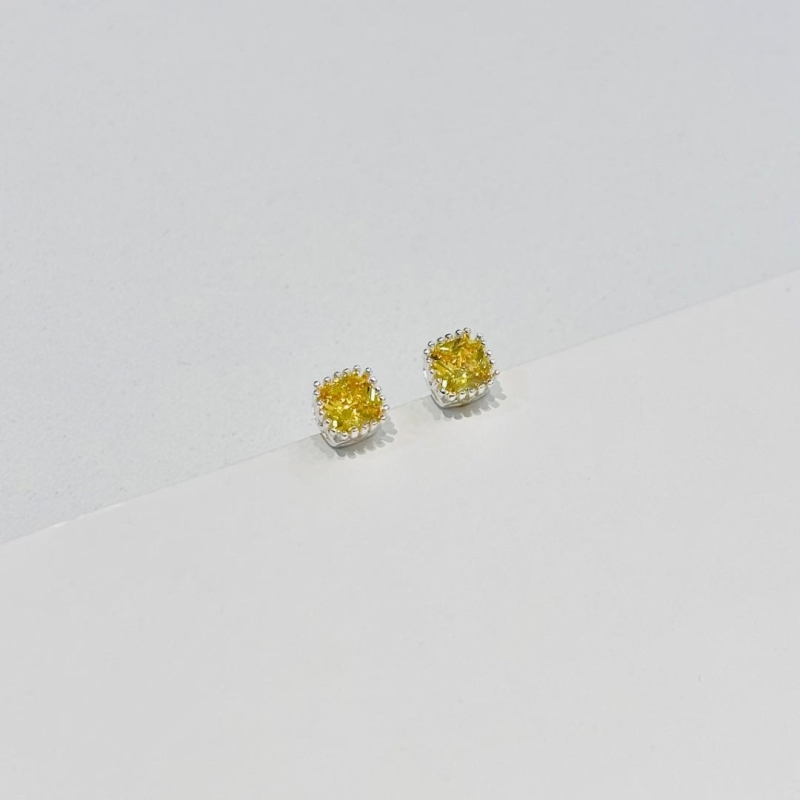Brinco zirconia amarela quadrada