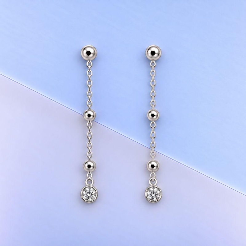 Brinco bolinhas com zirconia