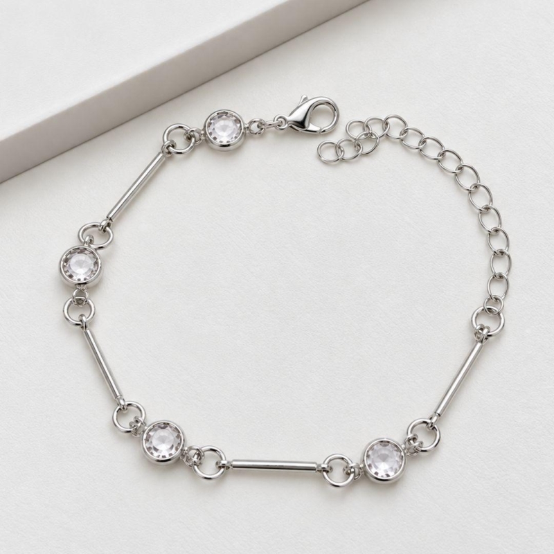 Pulseira zirconia cristal com haste