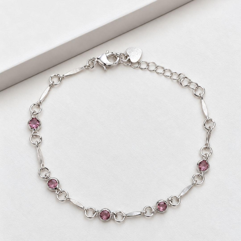 Pulseira zirconia rosa com haste