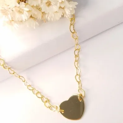 Choker elo coração pg liso