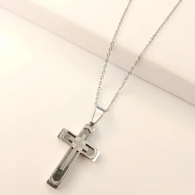 Corrente Masculina Crucifixo Aço Inox