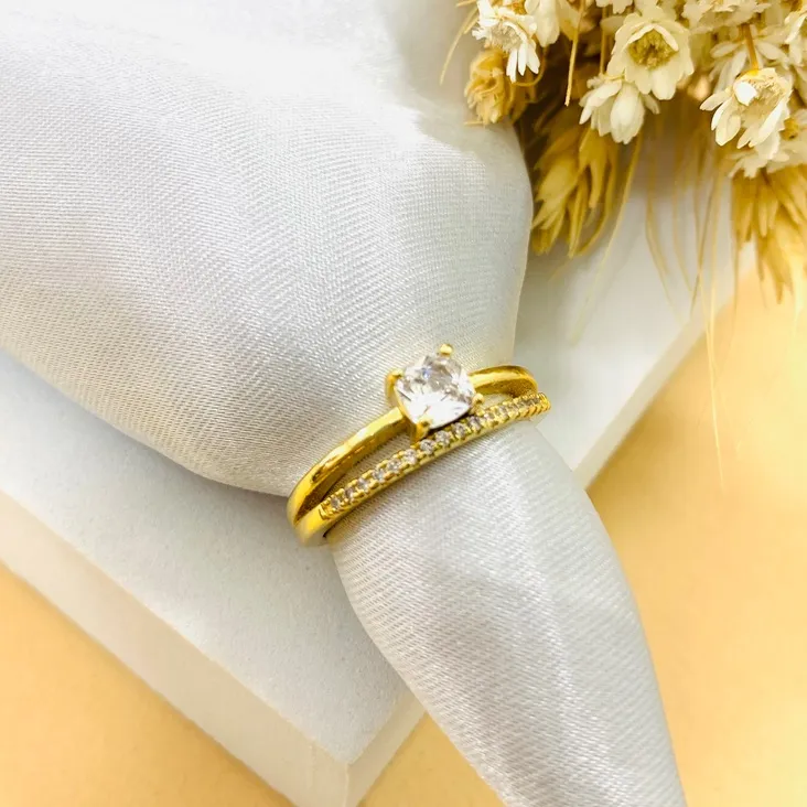 Anel zirconia com aparador