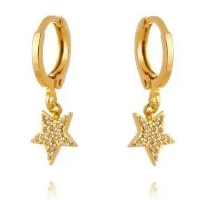 Brinco argolinha com estrela cravejada