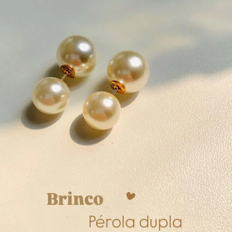 Brinco luxo pérola dupla