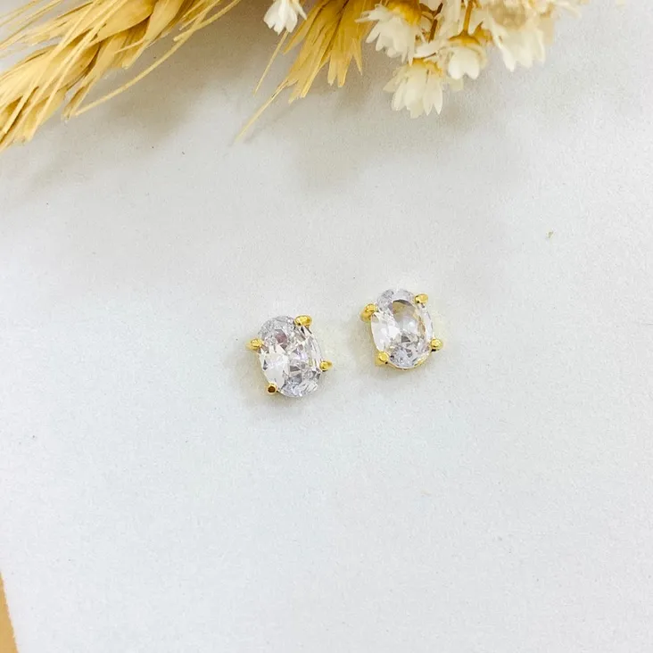 Brinco pedra diamante zircônia