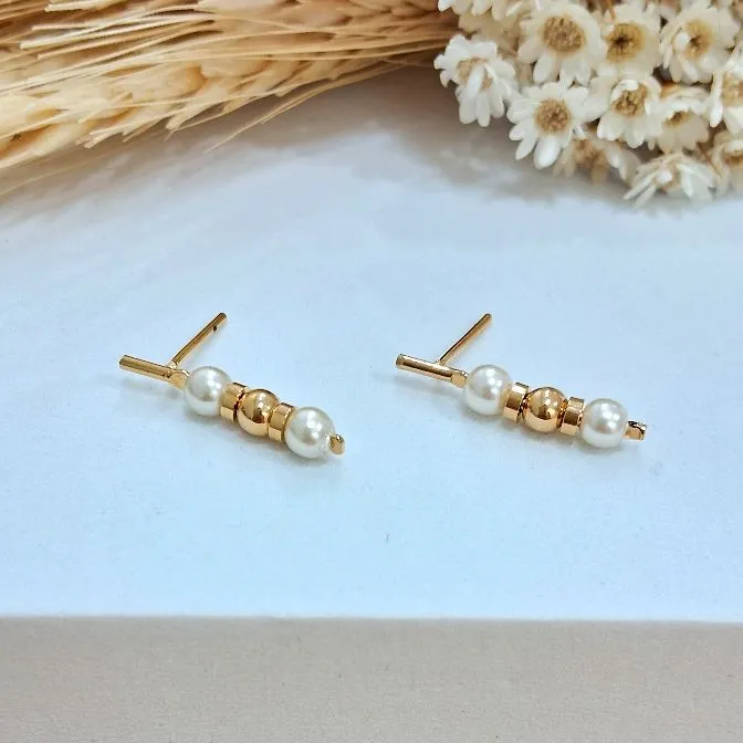 Brinco Pérola e Bolinha Gold