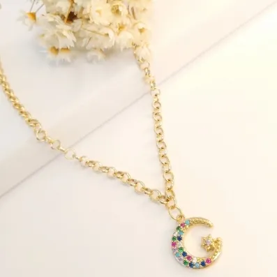 Choker elo português lua estrela