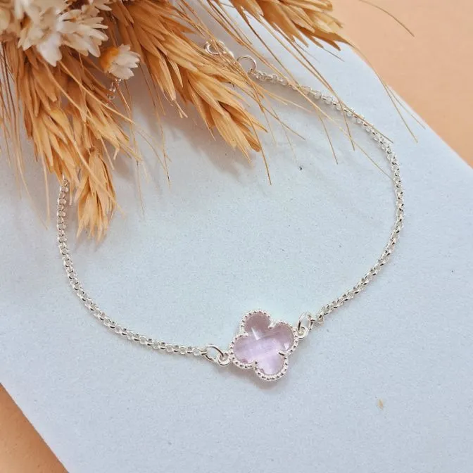 Pulseira 1 trevo rosê VC prata