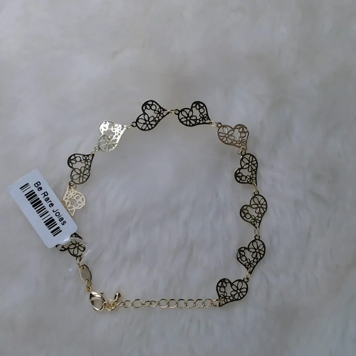 Pulseira coração com flores lisas