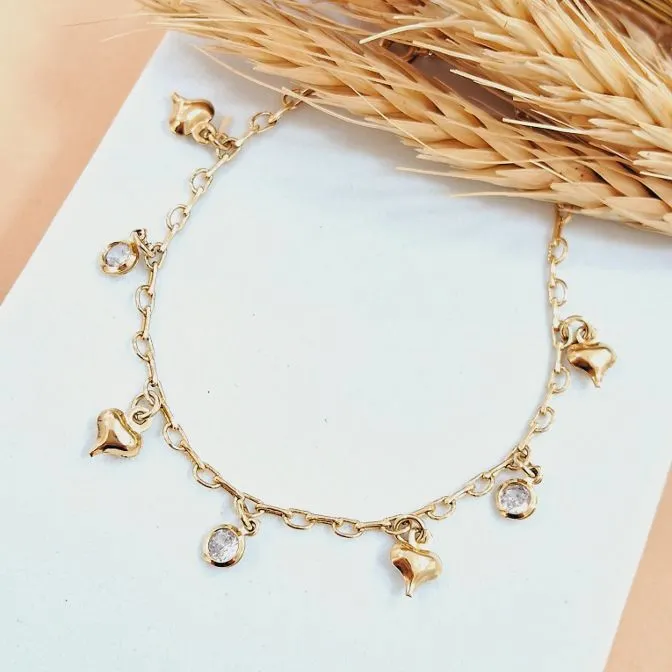 pulseira coração lizo-zircônia