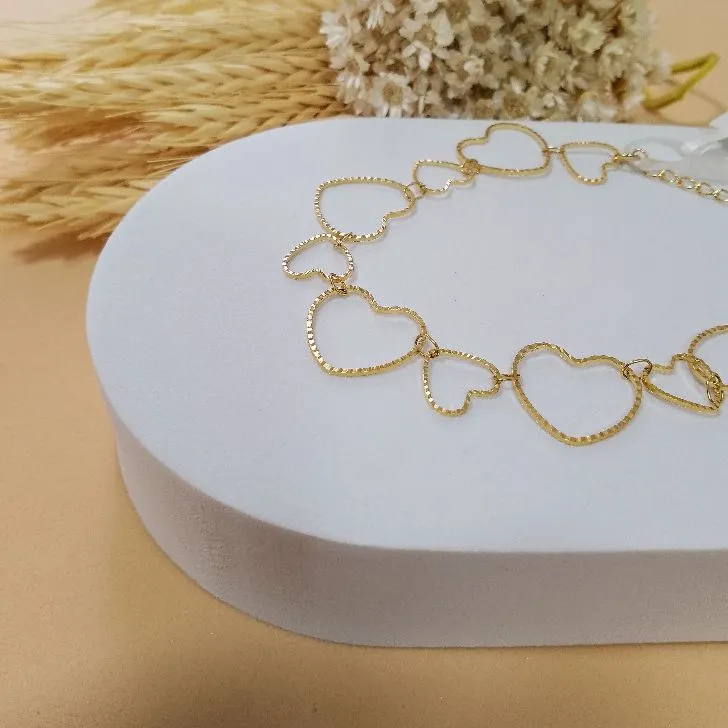 Pulseira corações diamantados
