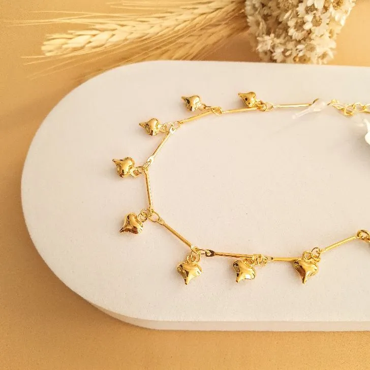 Pulseira corações lisos