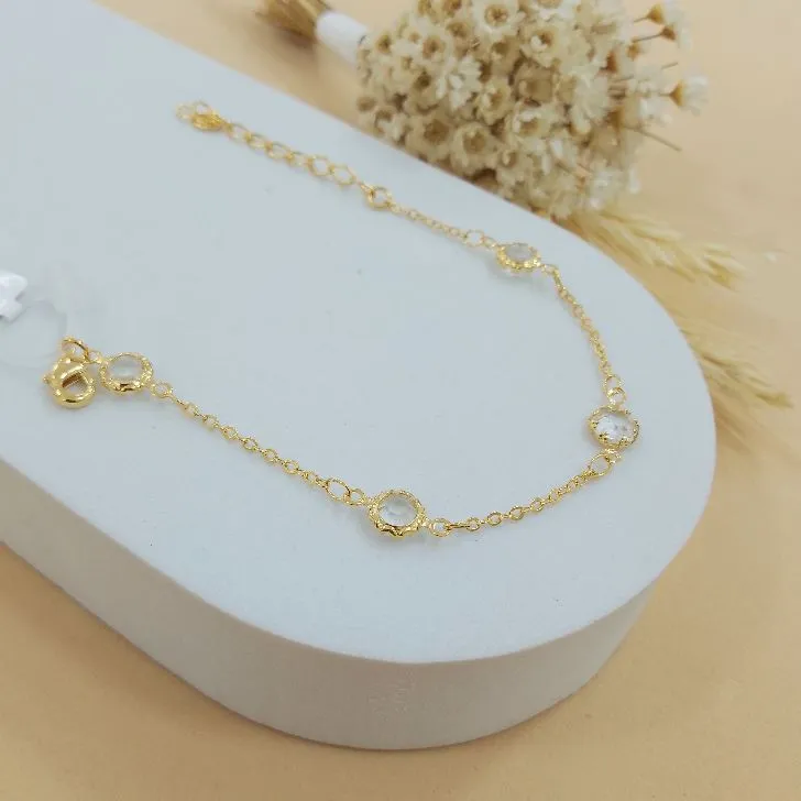 Pulseira cristais redondos com detalhes