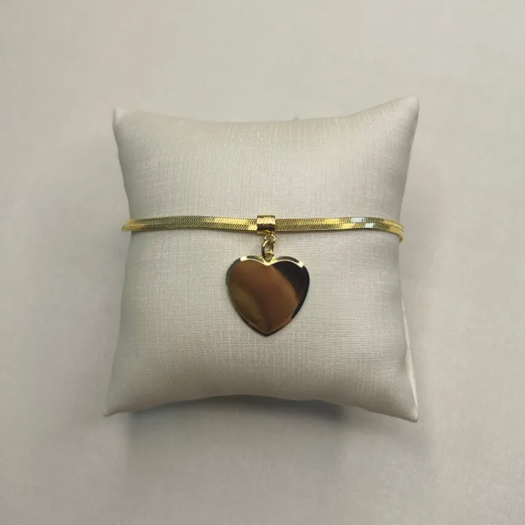 Pulseira fita espelhada com pingente de coração