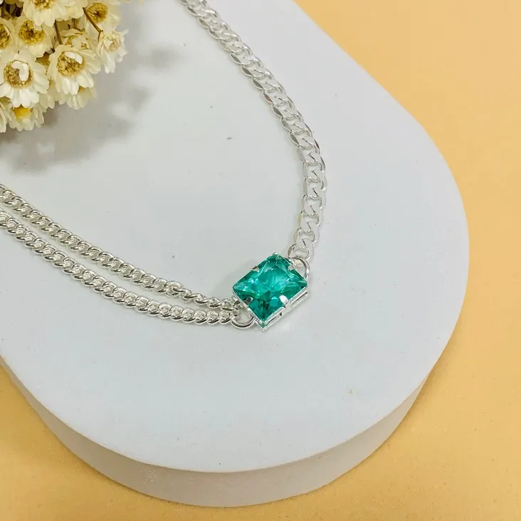 Pulseira grumet zirconia verde