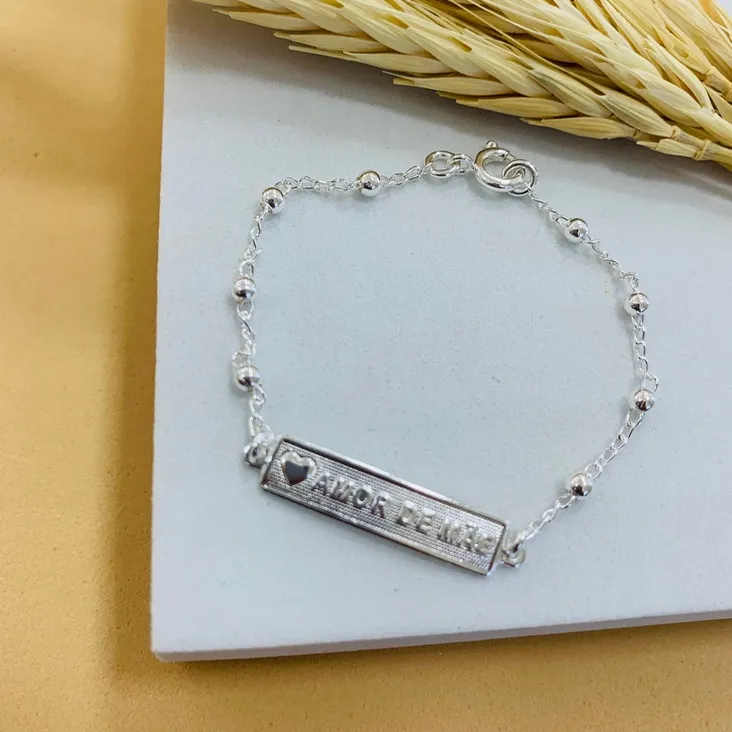 Pulseira infantil placa Amor de mãe
