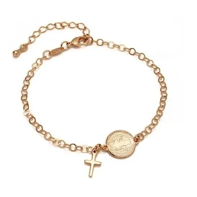 Pulseira medalha de São Bento com cruz