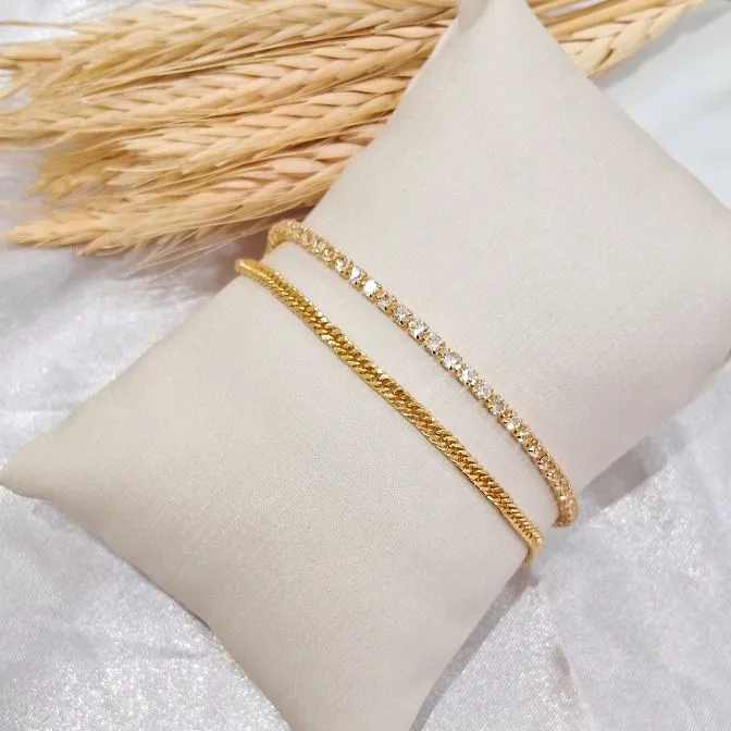 Pulseira mulher luxuosa - Elo duplo com Riviera