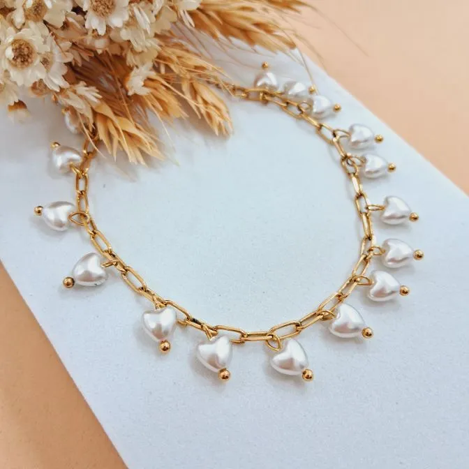 Pulseira Perolas de Coração