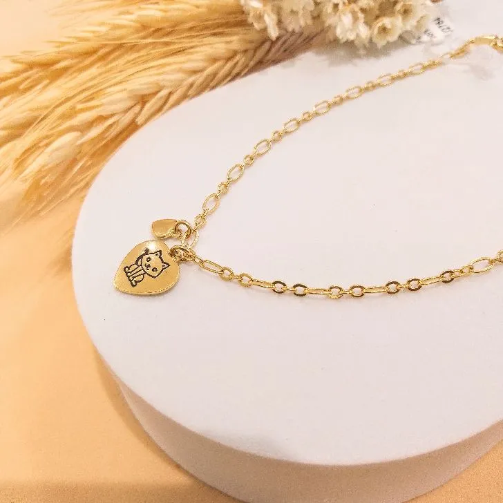 Pulseira pg coração com gatinho
