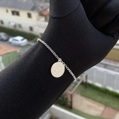 Pulseira prata com medalha do Pai Nosso