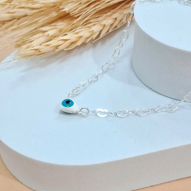 Pulseira corações com olho grego