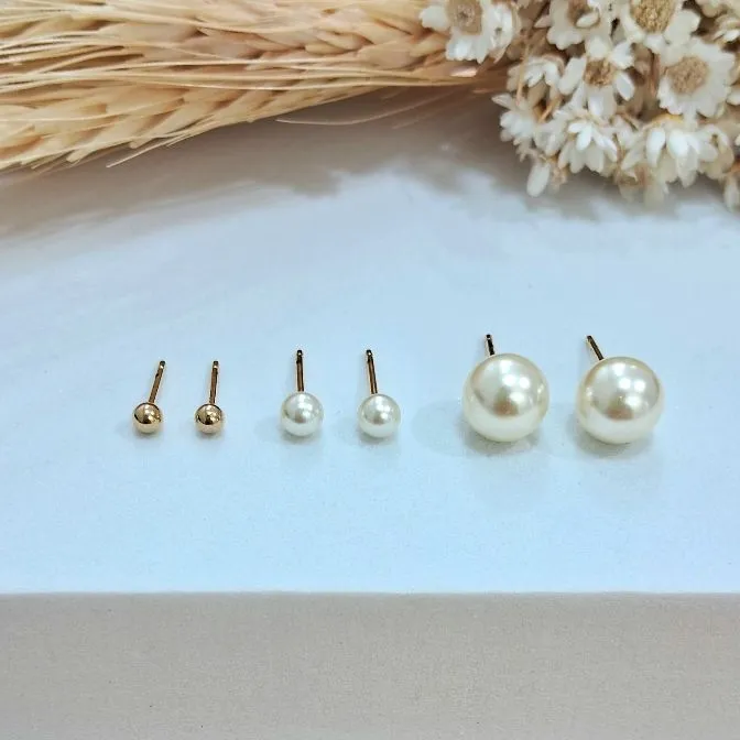 Trio duas pérolas + bolinha PP Gold