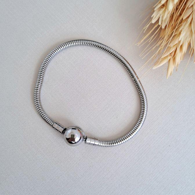 Bracelete Steel de berloque botão