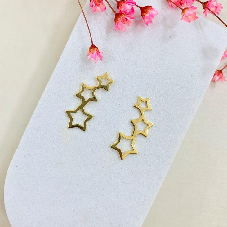 Brinco ear cuff estrela vazada