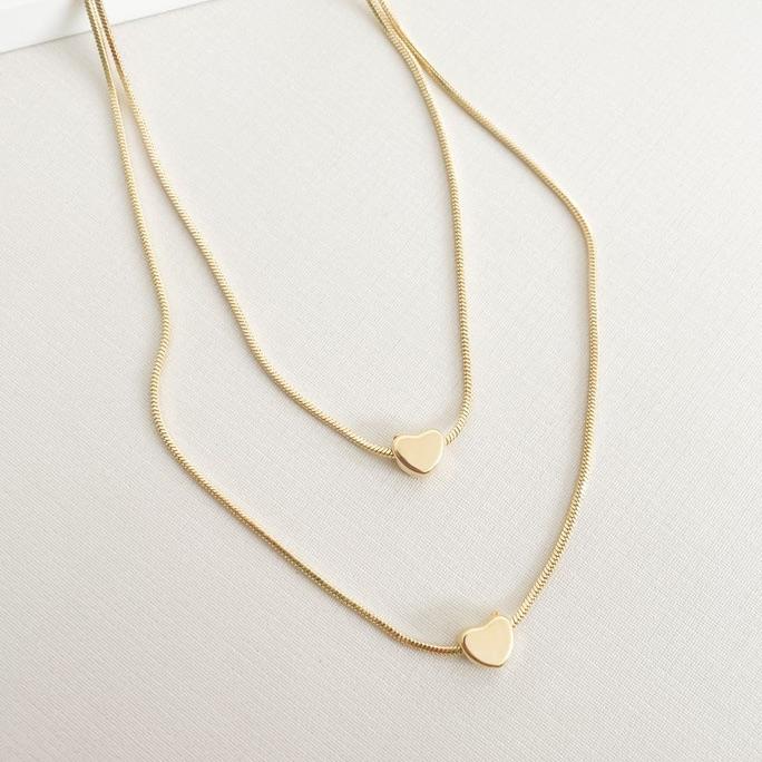 Choker dupla coração delicado
