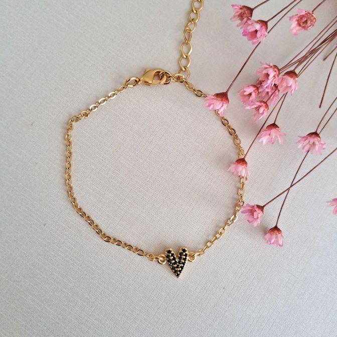 Pulseira coração black