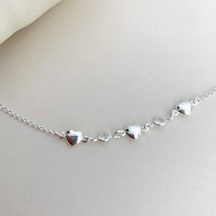 Pulseira corações com cristal