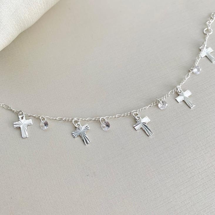 Pulseira Cruz e Pontos de Luz