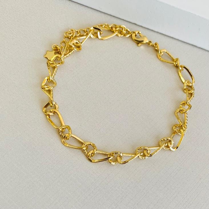 Pulseira elos torcidos diamantados