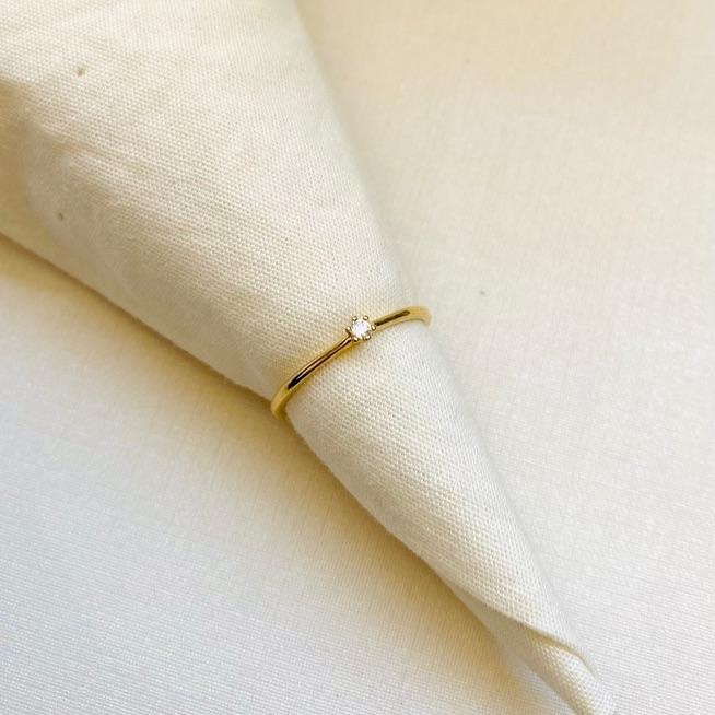 Anel solitário minimalista micro zirconia