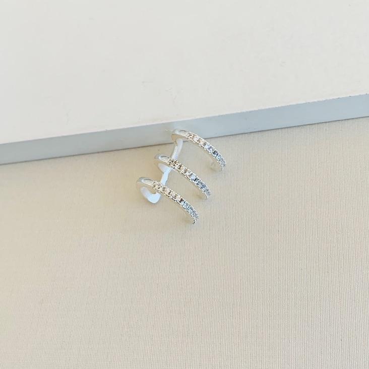 Piercing ear cuff 3 fileiras cravejadas