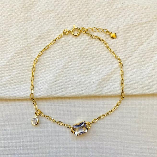 Pulseira cadeado com zirconia