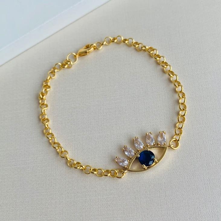 Pulseira olho grego lux azul
