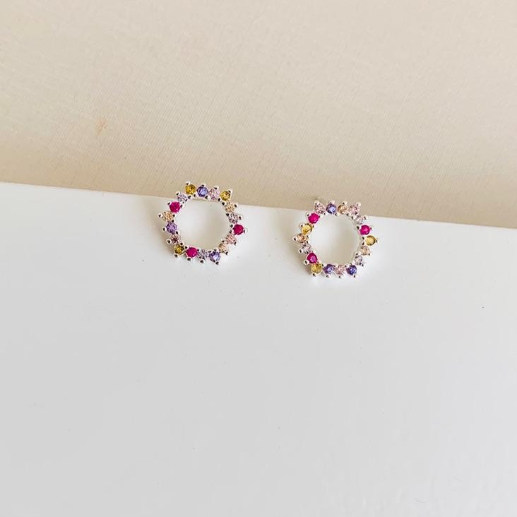 Brinco circulo cravejado colors