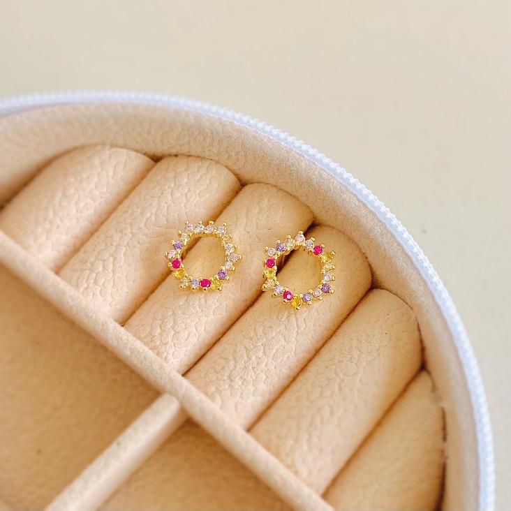 Brinco circulo cravejado colors