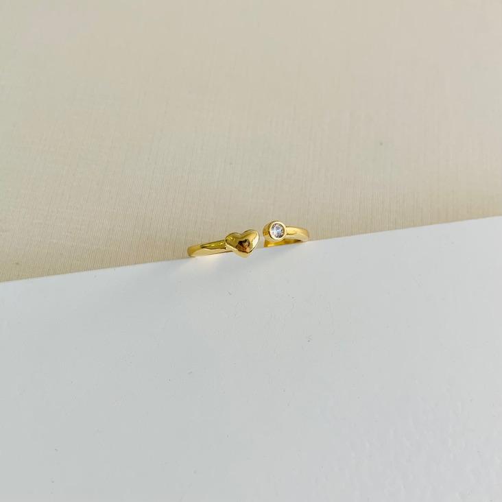 Anel coração e ponto de luz ajustavel