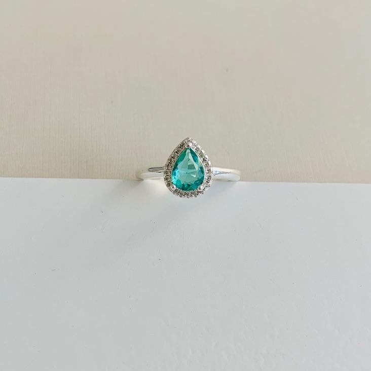 Anel gota zirconia verde